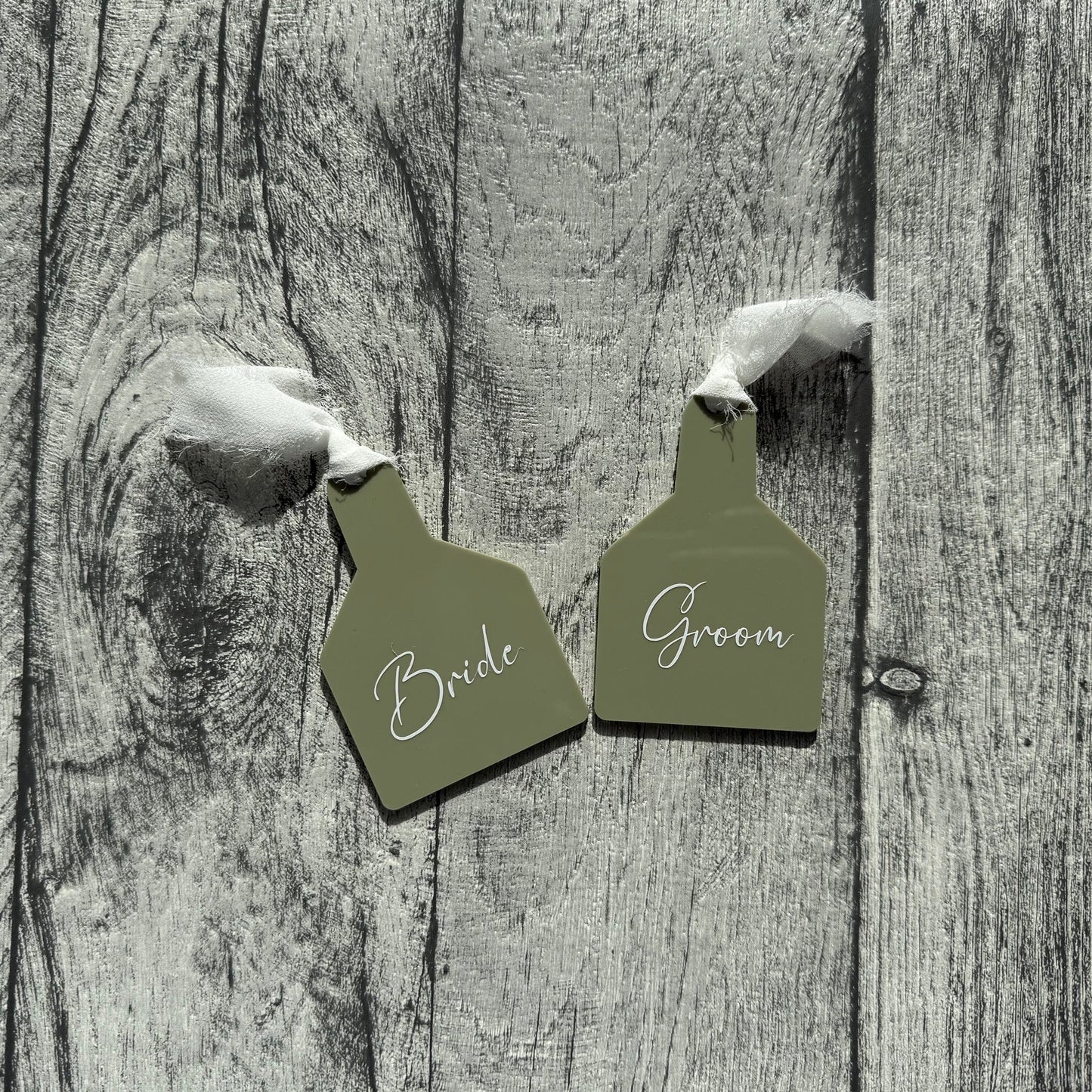 Cow Tag Wedding Place Settings - Sage Green
