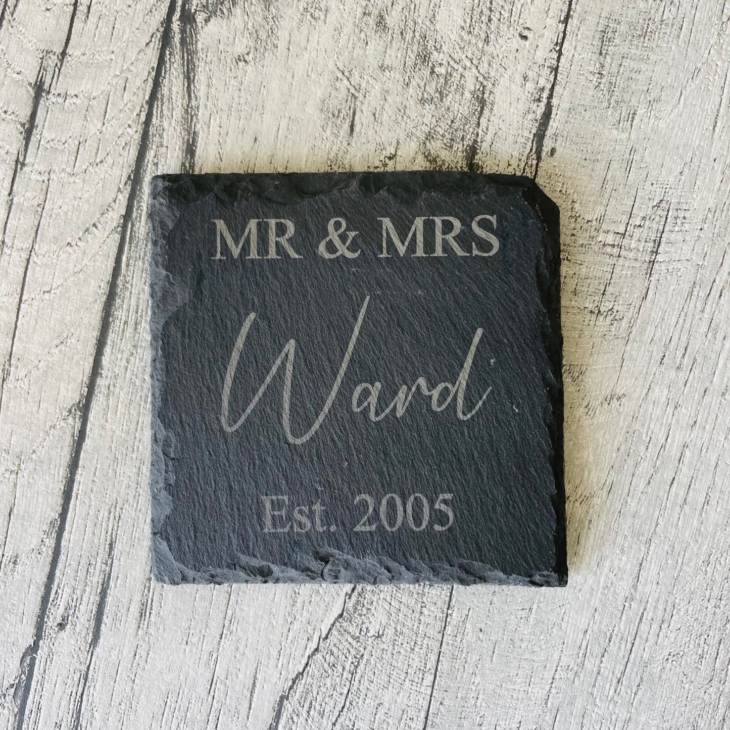 Personalised Mr & Mrs Slate Coaster