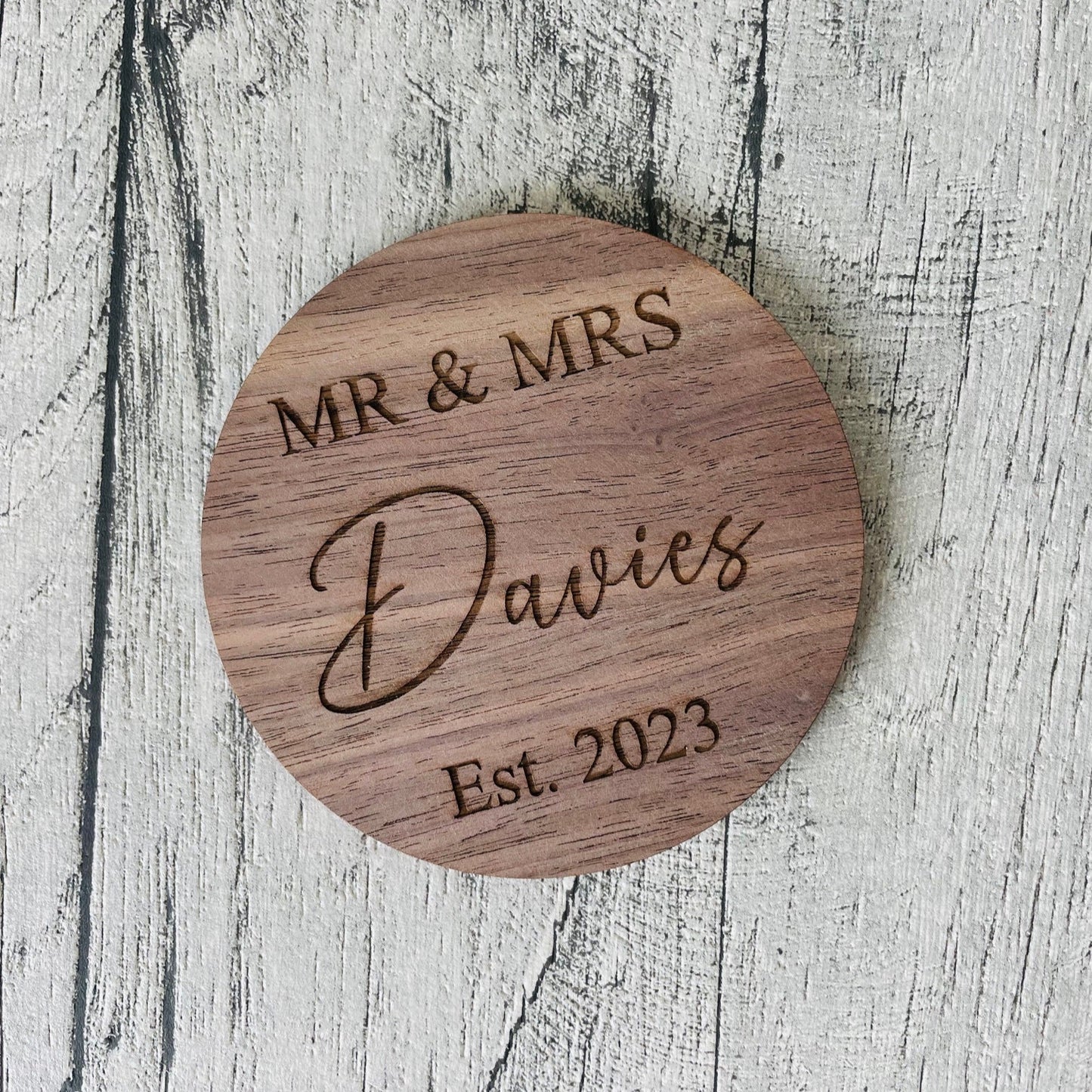Personalised Mr & Mrs Wooden Coaster