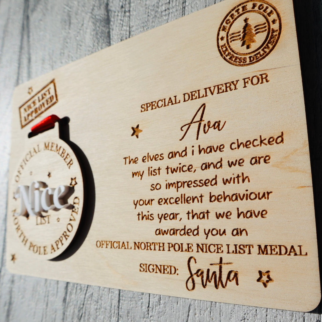 Personalised Nice List Medal