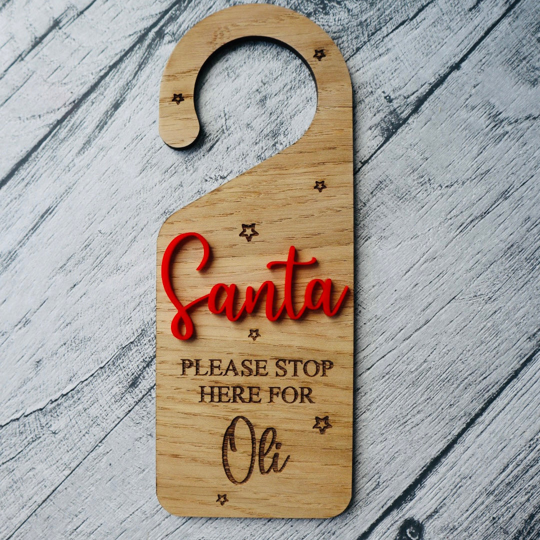 Personalised Santa Stop Here Door Hanger
