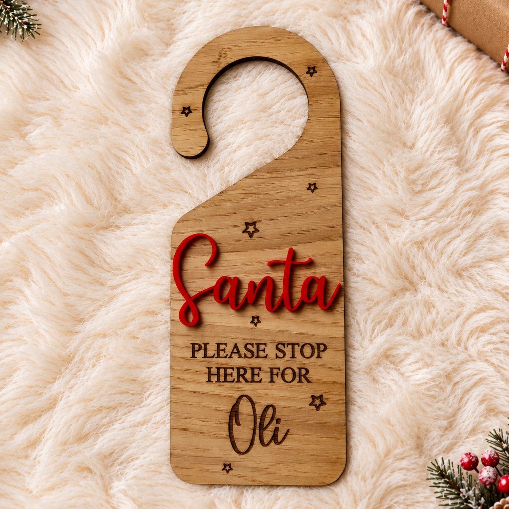 Personalised Santa Stop Here Door Hanger