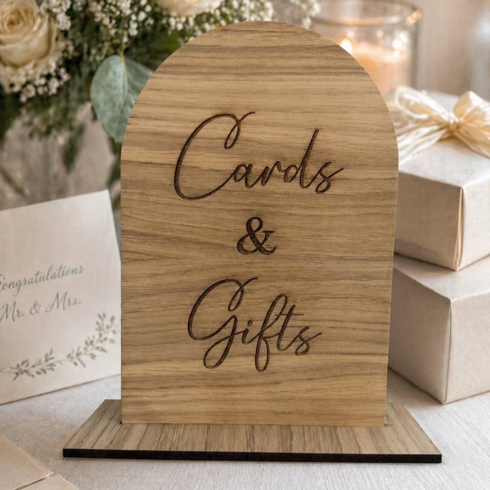 Wooden Cards & Gifts Arch Sign