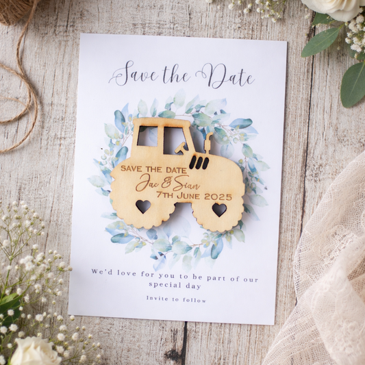 Tractor Save the Date Magnet