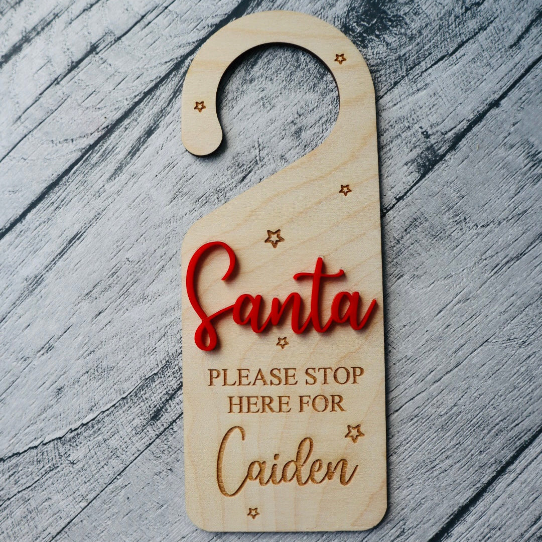 Personalised Santa Stop Here Door Hanger