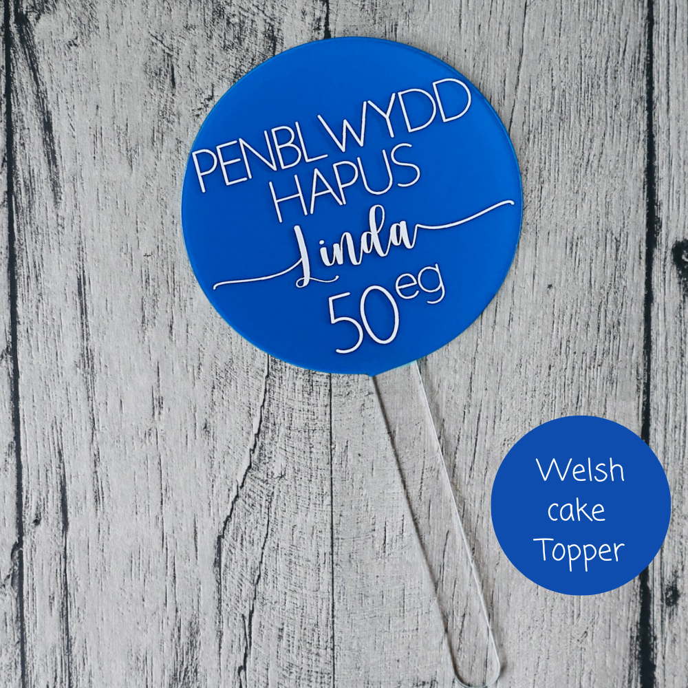 Penblwydd Hapus Cake Topper - Overseas Blue