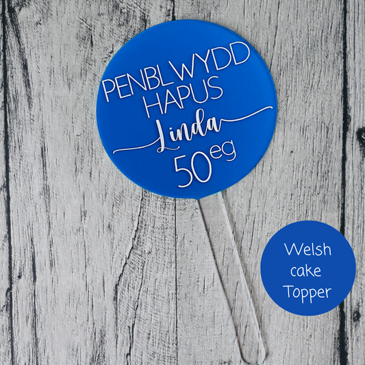 Penblwydd Hapus Cake Topper - Overseas Blue