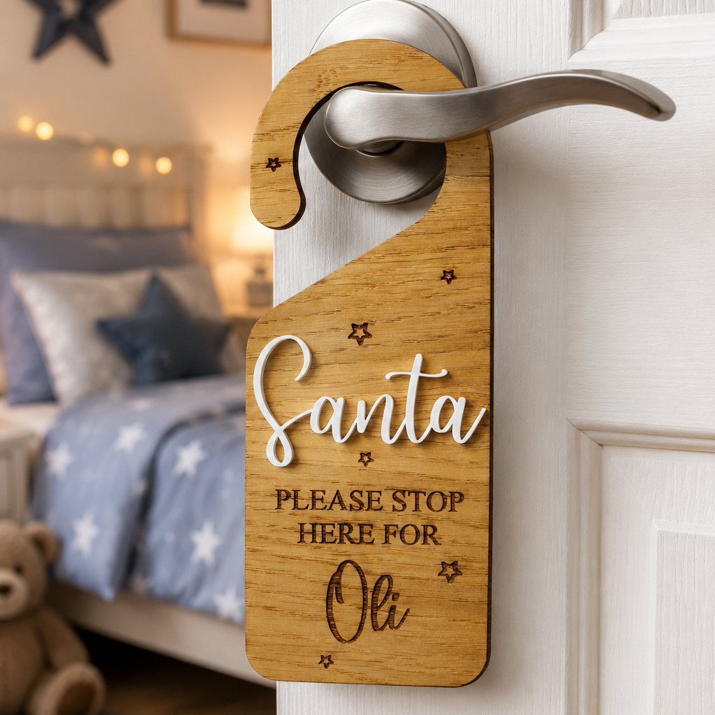 Personalised Santa Stop Here Door Hanger