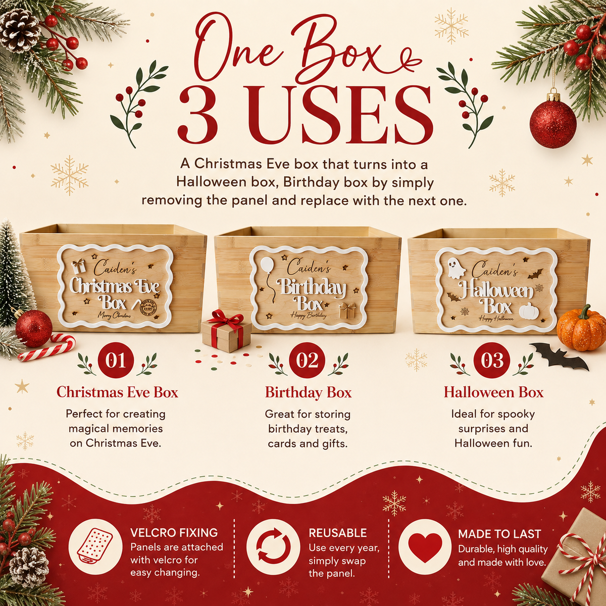 Personalised Interchangeable Christmas Eve Box