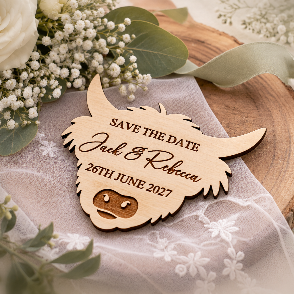 Highland Cow Save the Date Magnets