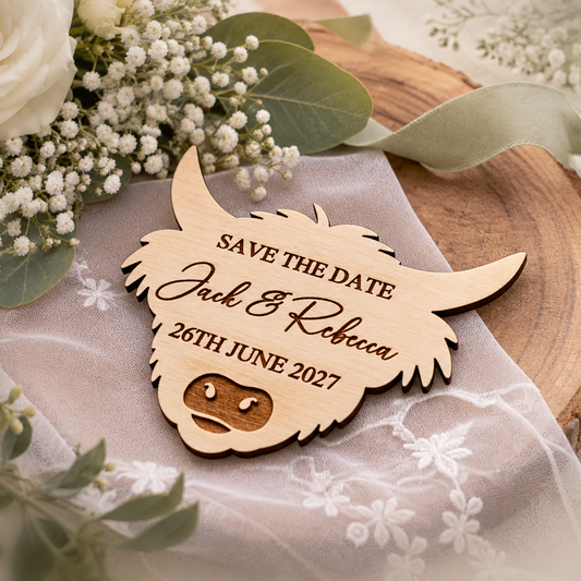 Highland Cow Save the Date Magnets