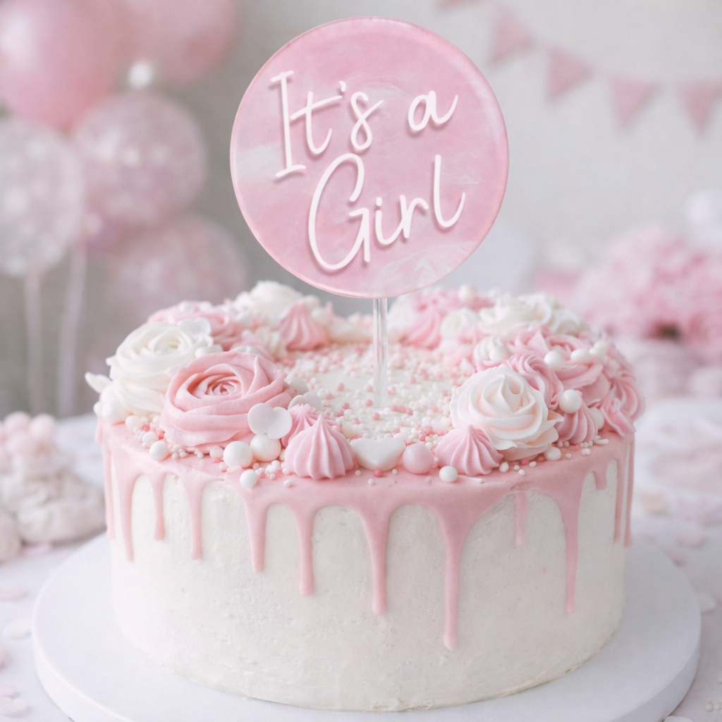 It's A Girl acrylic Cake Topper