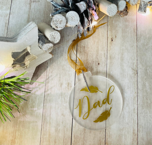 Dad Memorial Tree Decoration with feather charm
