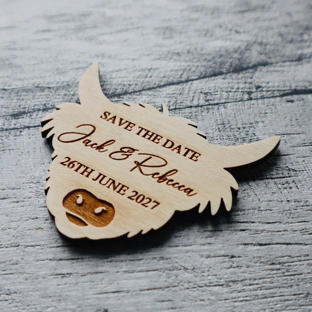 Highland Cow Save the Date Magnets