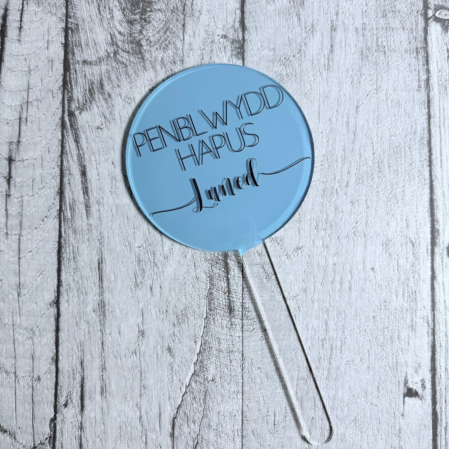 Penblwydd Hapus Cake Topper - Pale Blue