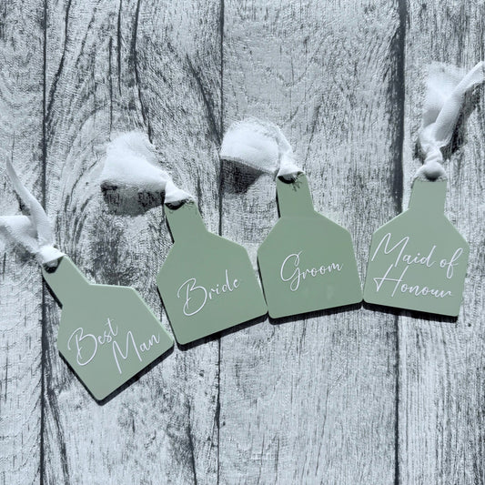 Cow Tag Wedding Place Settings - Sage Green