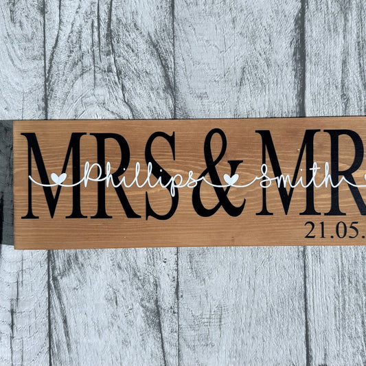 Mrs & Mrs Wooden Sign