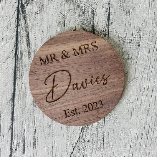 Personalised Mr & Mrs Wooden Coaster