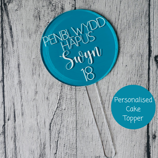 Penblwydd Hapus Cake Topper - Lagoon