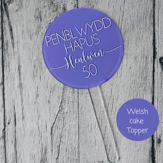 Penblwydd Hapus Cake Topper - Purple