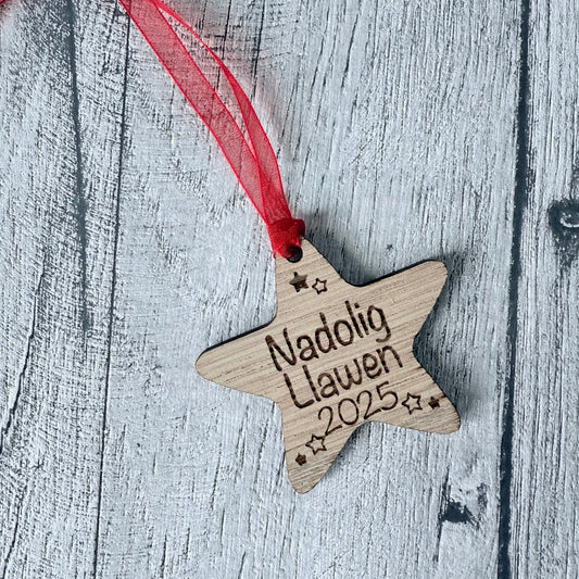 Nadolig Llawen Star Tree Decoration