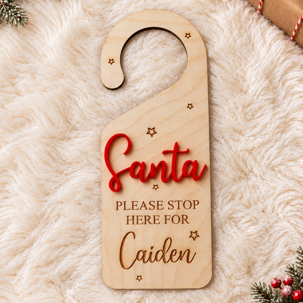 Personalised Santa Stop Here Door Hanger