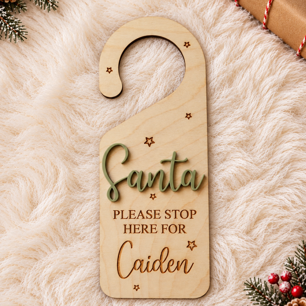 Personalised Santa Stop Here Door Hanger