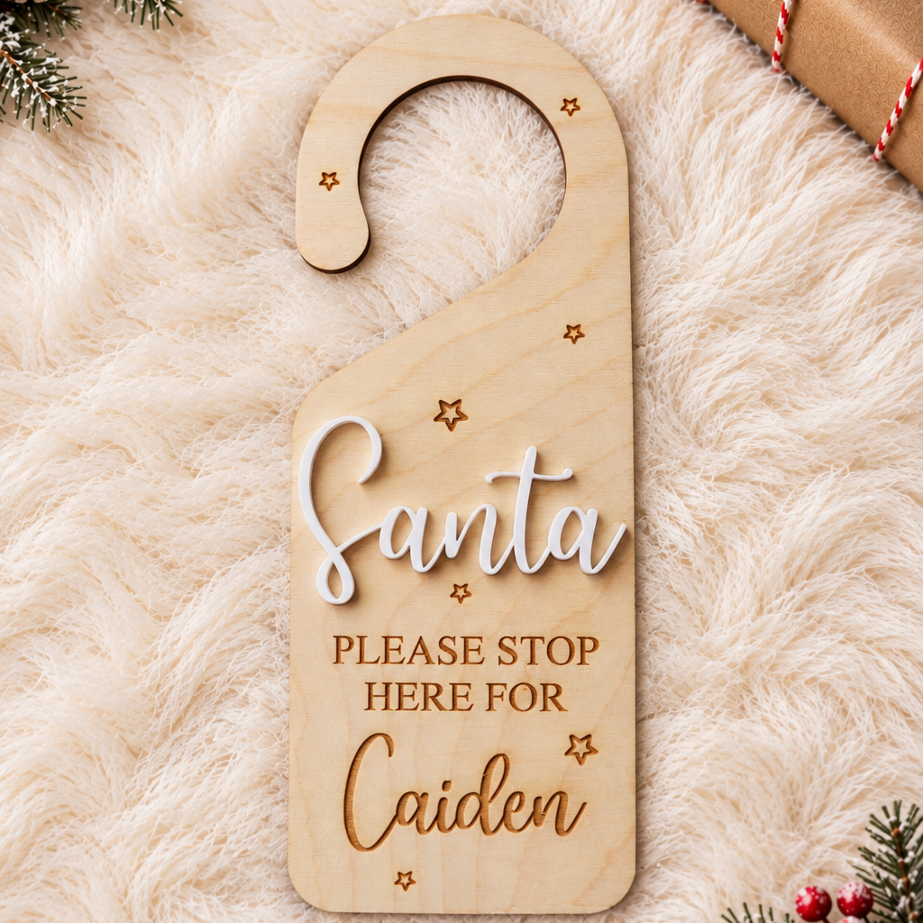 Personalised Santa Stop Here Door Hanger