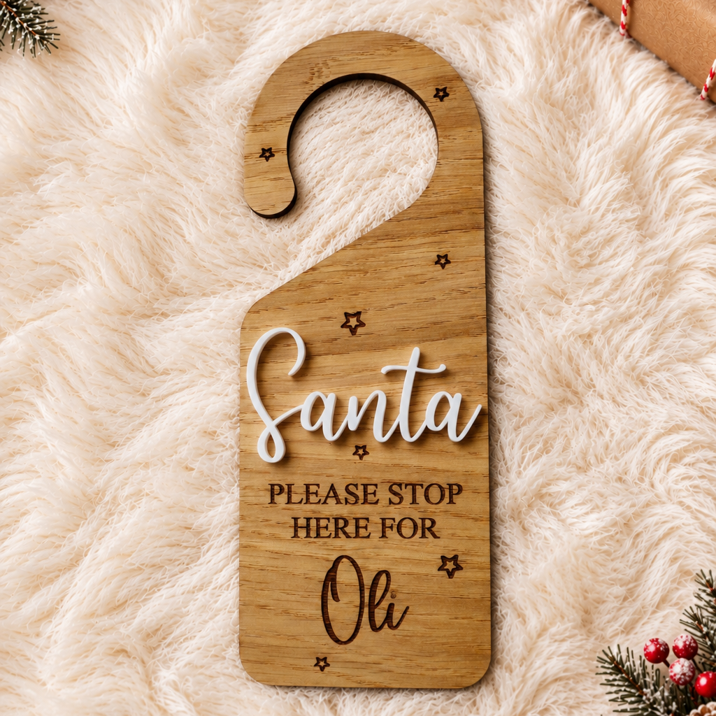 Personalised Santa Stop Here Door Hanger