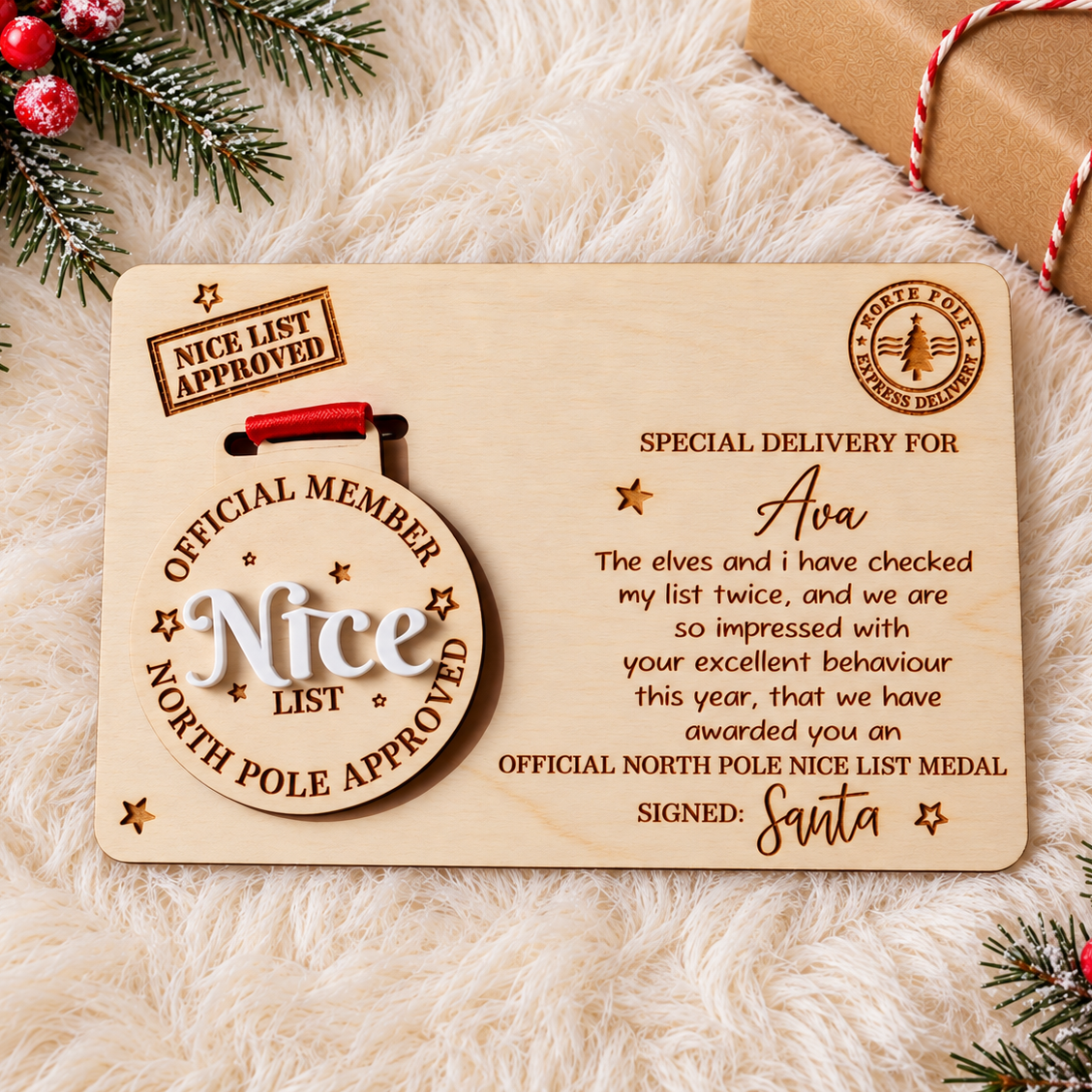 Personalised Nice List Medal