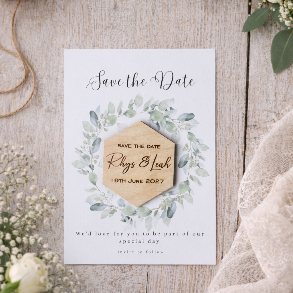 Hexagon Save the Date Magnet